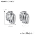 Multi-Layer Crossed Tube Stud Earrings Gold Or Steel view 7