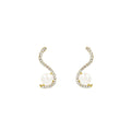 Gold and Silver S Curve Pearl Look Elegant Stud Earrings view 5