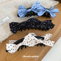 Polka Dot Bow Black Claw Hair Clips Three Colorways view 4