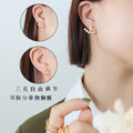 Three Hole Adjustable Zircon Curve Earrings Gold Steel view 1