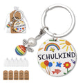 Schulkind Round Wooden Keychain Rainbow Bee Charm Disc view 1