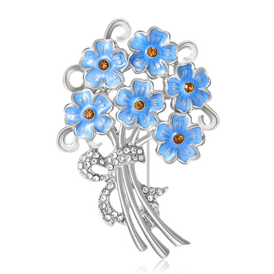 Front view of Floral Enamel Hydrangea Bouquet brooch