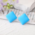 Colorful Matte Chunky Square Geometric Stud Earrings view 3