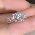 Round Clear Solitaire Curved Knot Wide Ring In Silver Tone view 4