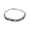 Silver Open Bracelet Green Rhombus Emerald Crystals view 5