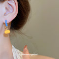 Colorful Elephant Pumpkin Charm Necklace Mismatch Hoops view 5
