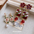 Vintage Style Floral and Pearl Earrings in Seven Designs view 3