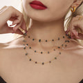 Green Crystal Chip Station Necklace Bracelet Gold Chain view 3