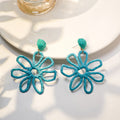 Nine Color Yarn Wrapped Loop Petal Daisy Stud Earrings view 11