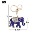 Enamel Rhinestone Elephant Keychain Gold Metal Charm view 3