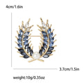 Wheat Laurel Wreath Brooch in Four Blue and Gold Arrangements view 6