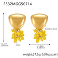 Glass Cluster Drop and Sculptural Stud Earrings in Gold Tone view 8