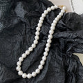 White Faux Pearl Strand Necklace Gold Clasp Six Diameters view 7