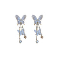 White Butterfly Drop Earrings And Gold Butterfly Necklace view 5