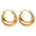 Gold Tone Double Row Crystal Huggie Hoop Earrings Jewelry view 5