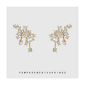 Crystal Pearl Cluster Ear Climber Studs Gold Silver view 3