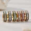 Triple Row Crystal Hoop Earrings in Seven Colors and Three Sizes view 3