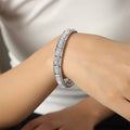 Stretch Square Link Bracelets Pavé Crystal Panels Gold Steel view 7