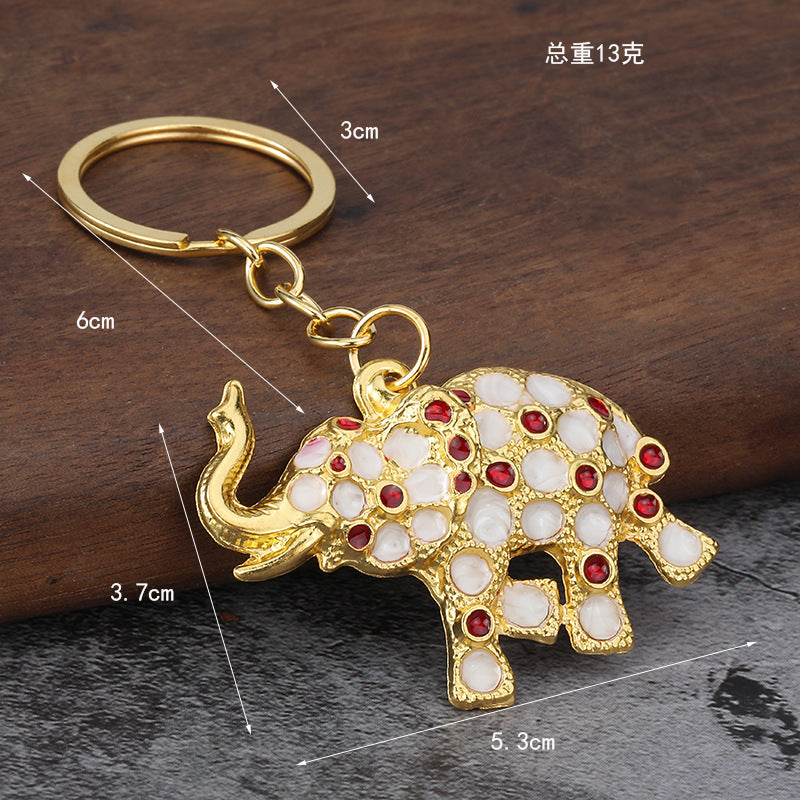 Colorful Elephant Rhinestone Alloy Keychain Gift Accessory