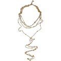 Layered Snake And Cross Pendant Necklace In Two Tones view 5
