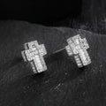 Gold and Silver Tone Geometric Cross Stud Earrings view 2