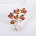 Crystal Leaf Branch Brooch With White Pearl in Two Colors view 2
