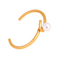 Open Twist Cuff Bracelet With White Pearl Gold Steel view 5