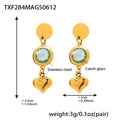 Gold Disc Czech Glass Heart Drop Earrings Multi Colors view 10