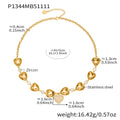 Gold Hollow Heart Station Necklace Zircon Center Charm view 6