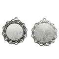 Scalloped Round Cabochon Pendant Tray in Antique Silver and Antique Bronze Metal Finish view 2