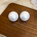 White Round Pearl Look Stud Earrings in Three Sizes view 7