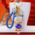 Jeweled Lucky Cat Keychains with Braided and Bare Wrist Loop Options view 4