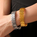 Geometric Hollow Cutout Metal Bracelet Gold Steel Tones view 3