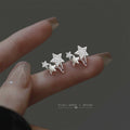 Silver Multi Star Crystal Ear Climber Earrings Pearl view 3