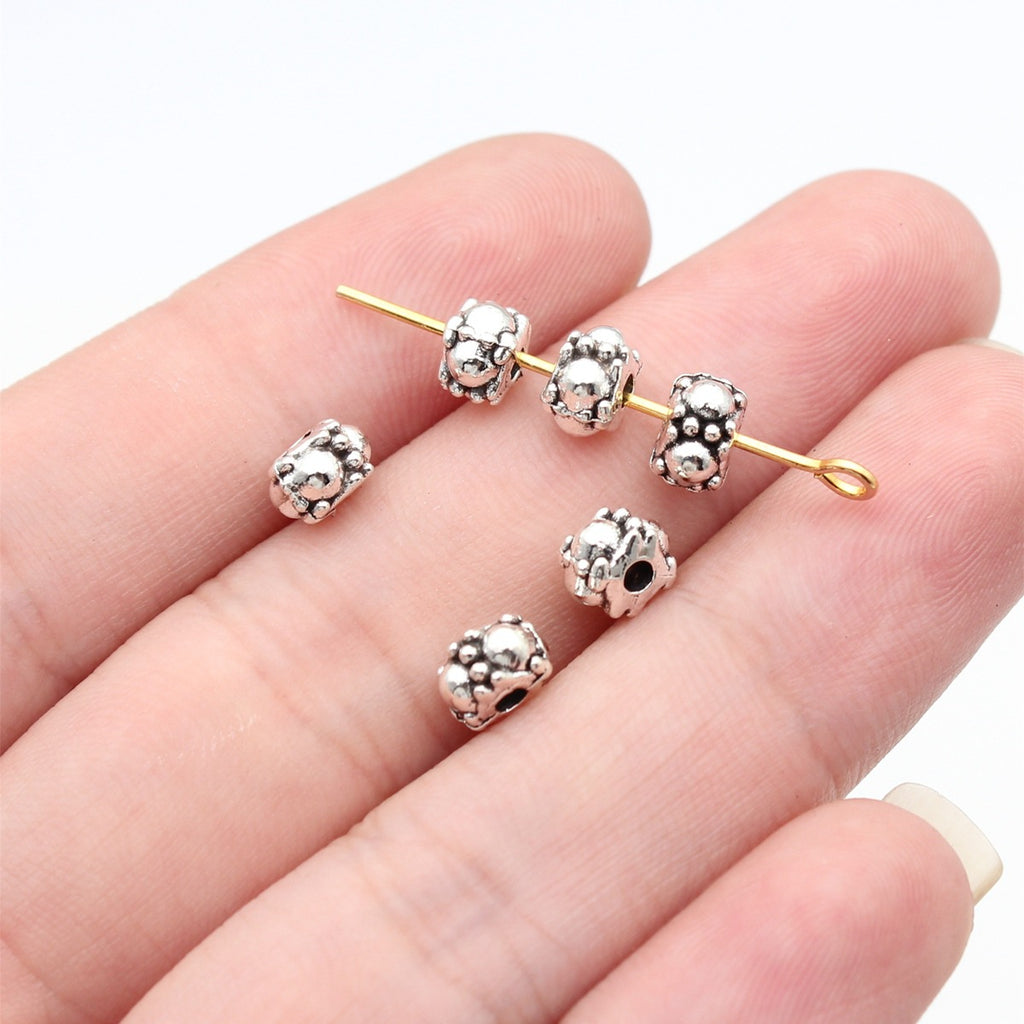 6.3x5.8x4.2mm 0.5g Antique Silver Zinc Alloy Plain Small Hole Spacer Beads for DIY Bracelet Jewelry Making