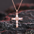 Opal-Look Cross Pendant Necklace Rose Gold and Silver view 2