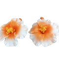 Orange Raffia Flower Statement Stud Earrings Decorative Jewelry Pair view 5