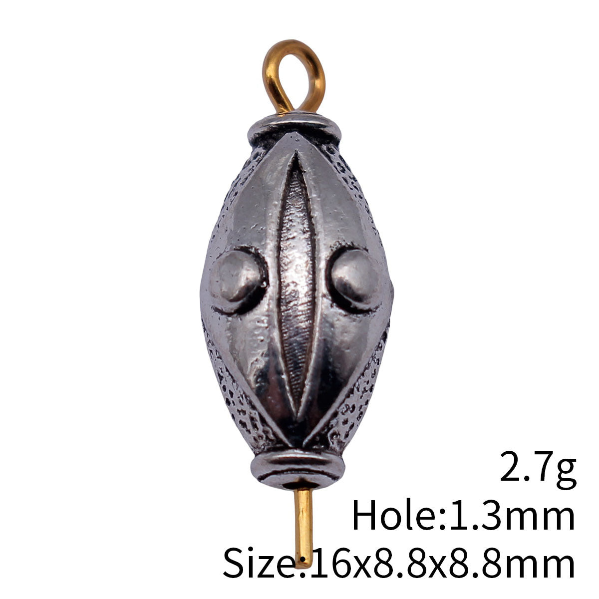 16x8.8x8.8mm 2.7g Antique Silver Tone Zinc Alloy Olive Shape Geometric Dot Texture Loose Metal Beads for DIY
