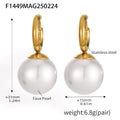 Gold Steel Faux Pearl Drop and Zircon Huggie Hoop Earrings Collection view 6