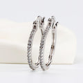 White Gold Large Pavé Clear Stone Hoop Earrings Alloy view 3