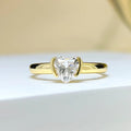 Gold Tone Heart Cut Clear Crystal Solitaire Ring Sizes 6-10 view 2