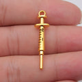 Syringe-Shaped Connector Charms in Four Metal Finishes view 6