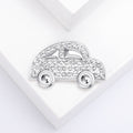Crystal Pave Mini Car Brooch Gold Silver Rhinestone Pin view 6