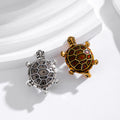 Black Gold Tone Sea Turtle Enamel Two Designs Metal Brooch Pin view 5