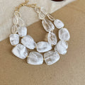 Chunky Acrylic Bead Statement Necklace Gold Chain Seven Colors view 11
