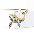 Abalone Shell Whale Brooch With Faux Pearl Water Spout view 2