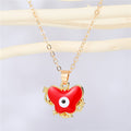 Gold Tone Butterfly Frame Evil Eye Pendant Necklaces in Six Colors view 4