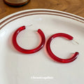 Translucent Red Brown Resin Open C Shape Stud Earrings view 2