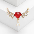 Crystal Winged Heart Brooch with White or Red Heart view 7