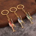 Gold-Tone Metal Helicopter Keychain In Red, Blue And Green view 1